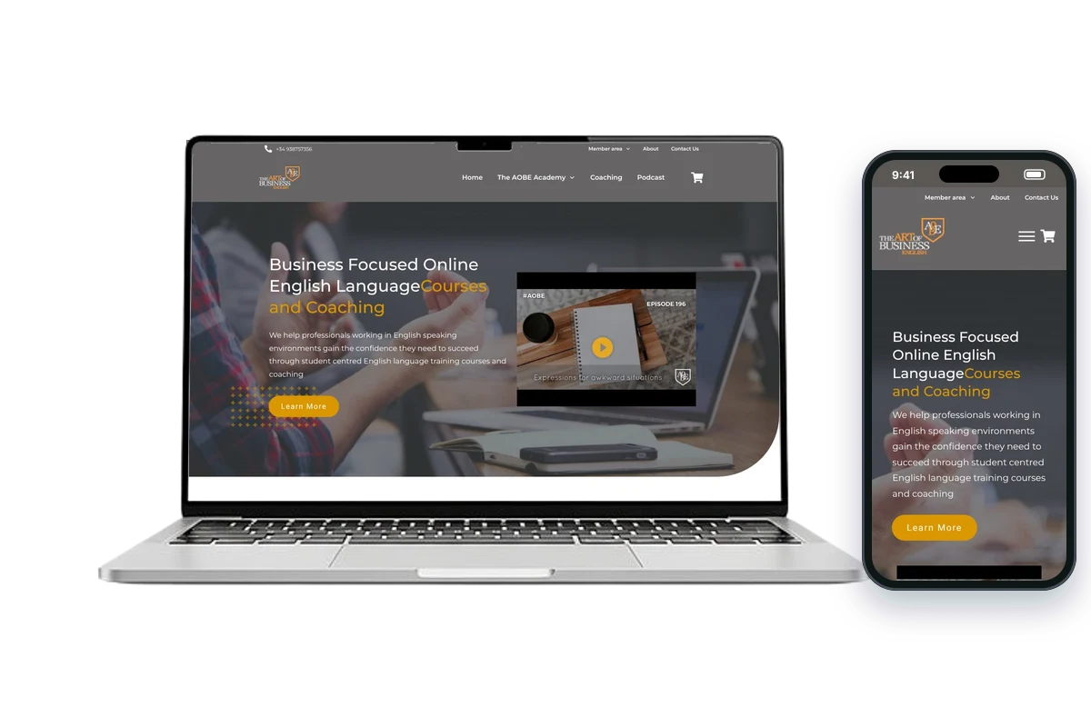 The Art of Business English website on desktop and mobile
