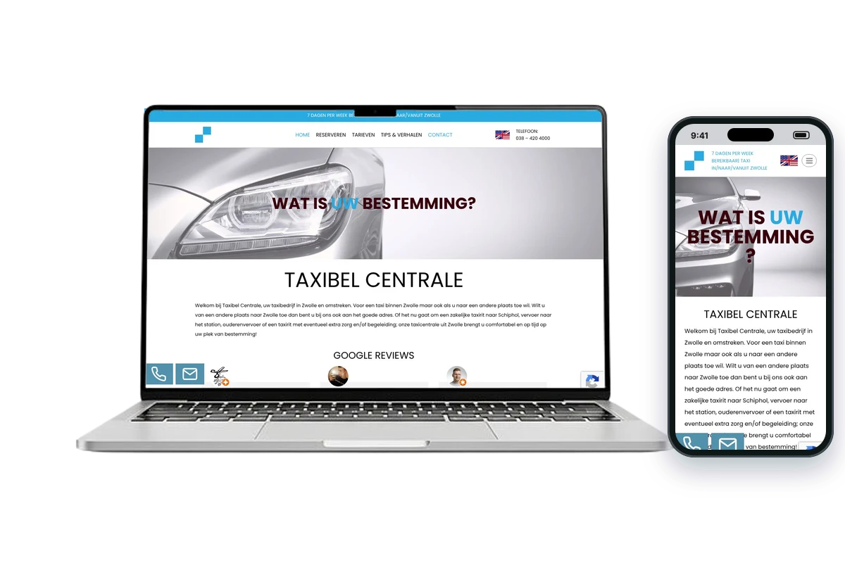 Taxibel Centrale website on desktop and mobile